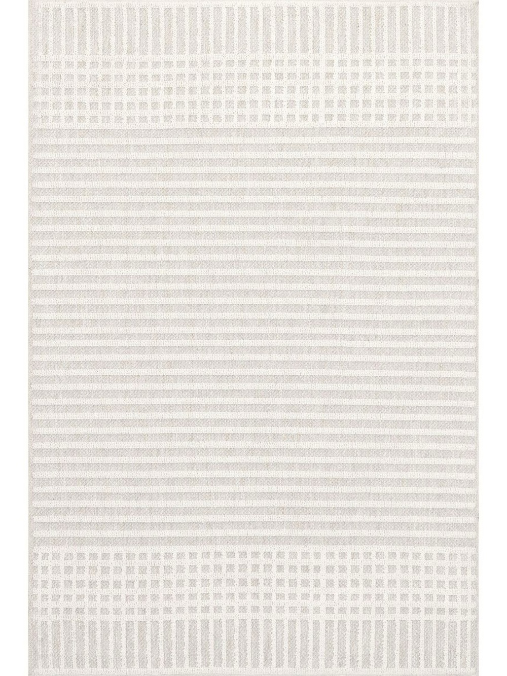 Waffle-Stripe Cream Bath Mat
